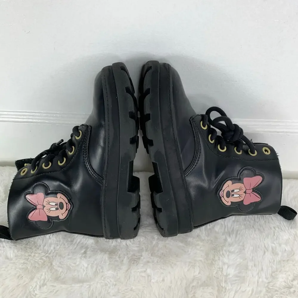 H&M Minnie Mouse Lined Black Boots Girls Size 11